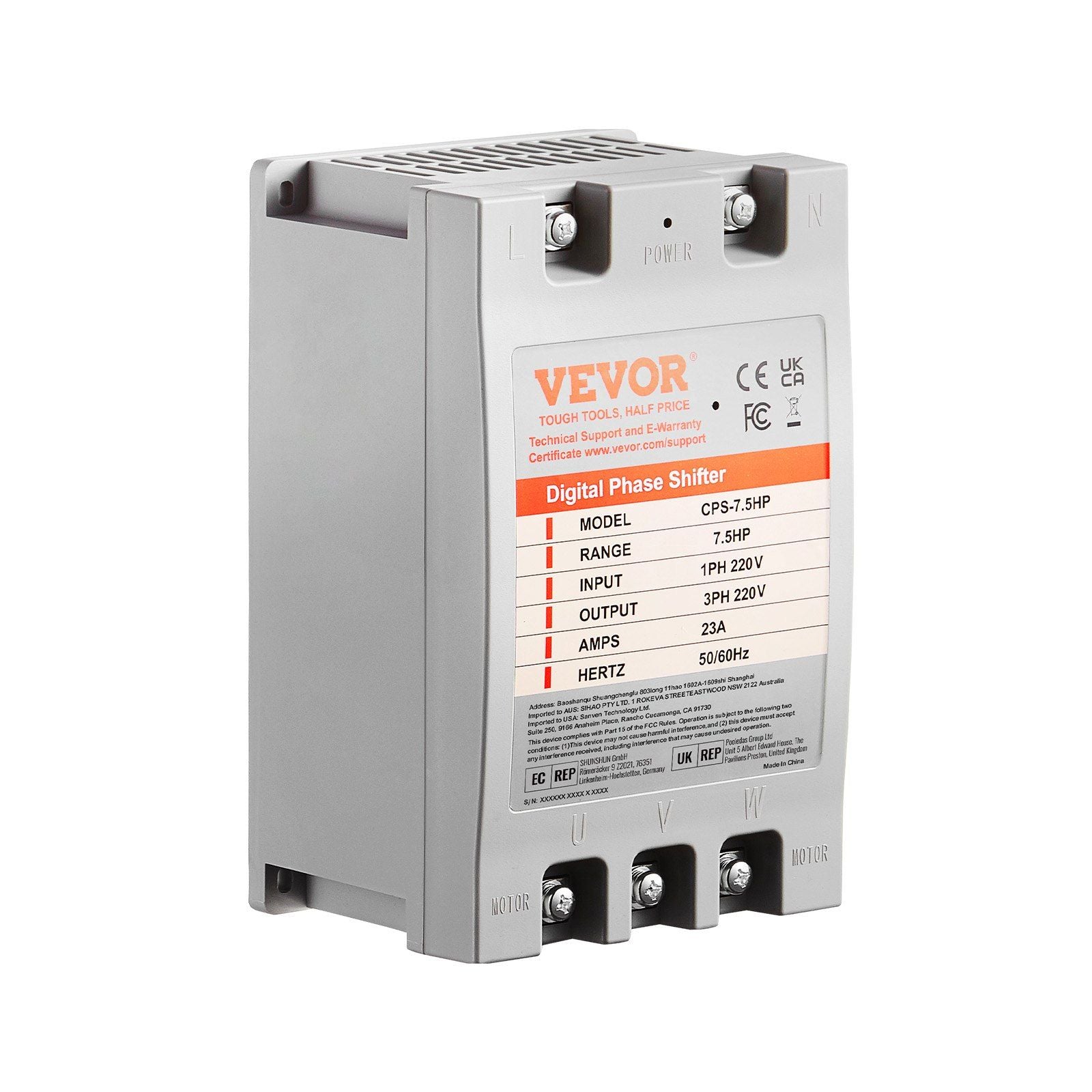 3 Phase Converter- 7.5HP 23A 220V Single Phase to 3 Phase Converter, Digital Phase Shifter for Residential & V952-SZBXQ75HP000OF0UOV7