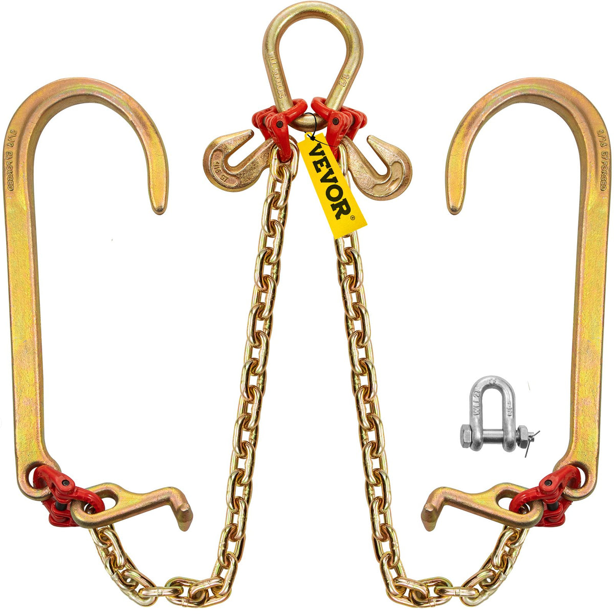 V Bridle Chain, 5/16 in x 2 ft Bridle Tow Chain, Grade 80 V-Bridle Transport Chain, 9260 Lbs Break Strength V952-SZGLRJG5162FT0001V0