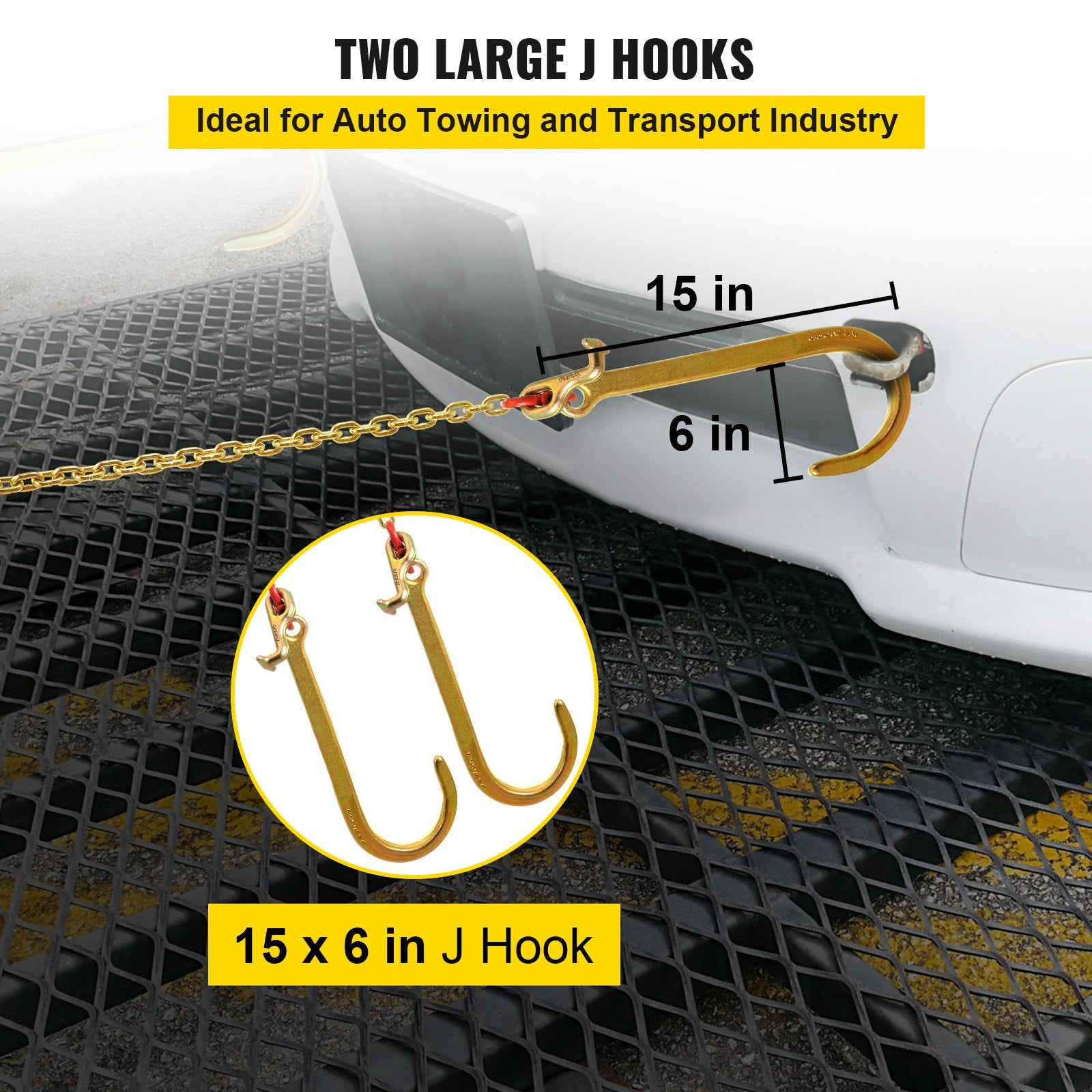 V Bridle Chain, 5/16 in x 2 ft Bridle Tow Chain, Grade 80 V-Bridle Transport Chain, 9260 Lbs Break Strength V952-SZGLRJG5162FT0001V0
