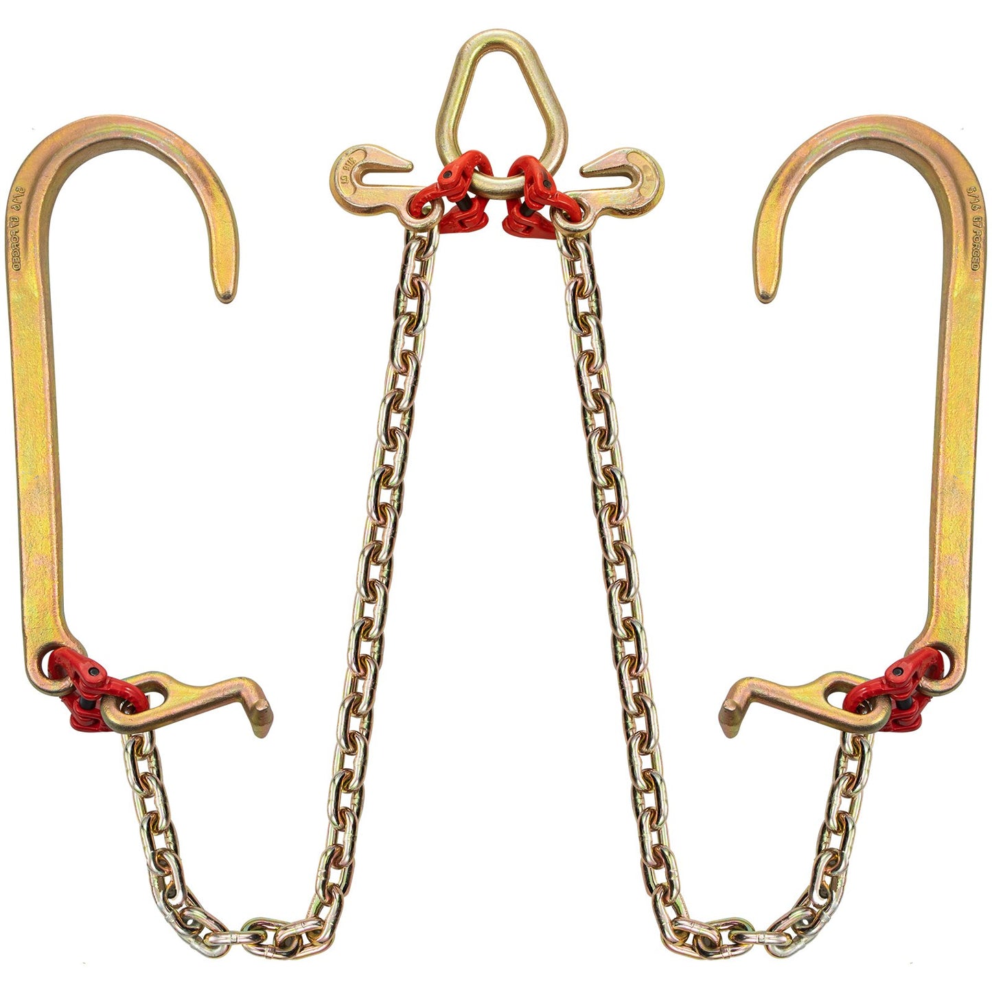 V Bridle Chain, 5/16 in x 2 ft Bridle Tow Chain, Grade 80 V-Bridle Transport Chain, 9260 Lbs Break Strength V952-SZGLRJG5162FT0001V0