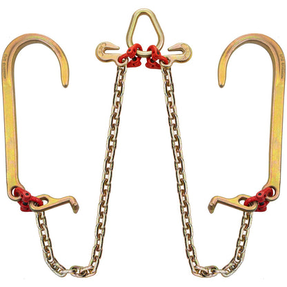 V Bridle Chain, 5/16 in x 2 ft Bridle Tow Chain, Grade 80 V-Bridle Transport Chain, 9260 Lbs Break Strength V952-SZGLRJG5162FT0001V0