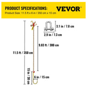 J Hook Chain, 2PCS 8 mm x 300 cm G80 Long Shank J Hook Tow Chain with RTJ Cluster Hook & Grab Hook, 2448 kg V952-SZGLRTJ51610FT001V0