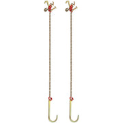 J Hook Chain, 2PCS 8 mm x 300 cm G80 Long Shank J Hook Tow Chain with RTJ Cluster Hook & Grab Hook, 2448 kg V952-SZGLRTJ51610FT001V0