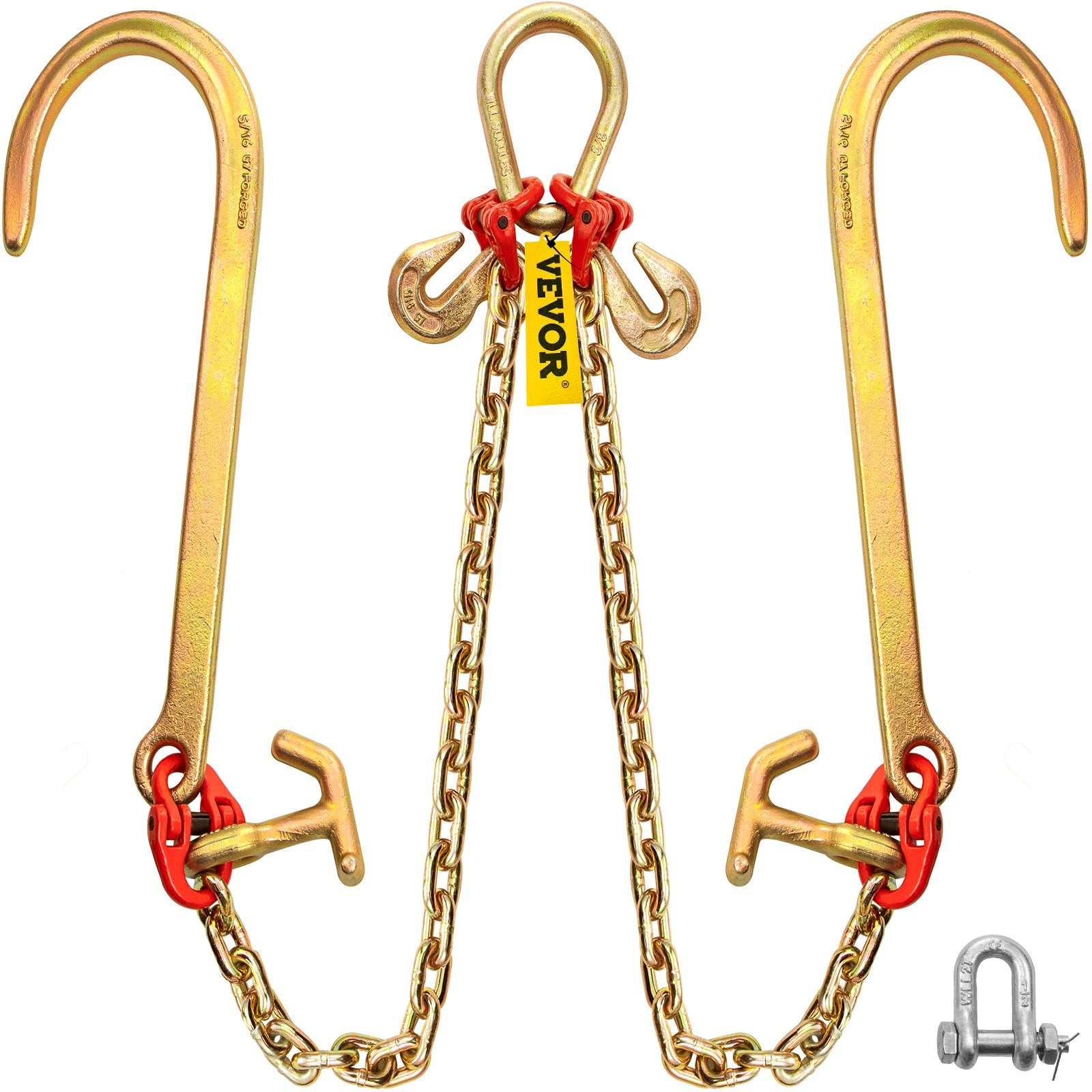 V Bridle Chain, 5/16 in x 2 ft Tow Chain Bridle, Grade 80 V-Bridle Transport Chain, 9260 Lbs Break Strength V952-SZGLTJ5162FT00001V0
