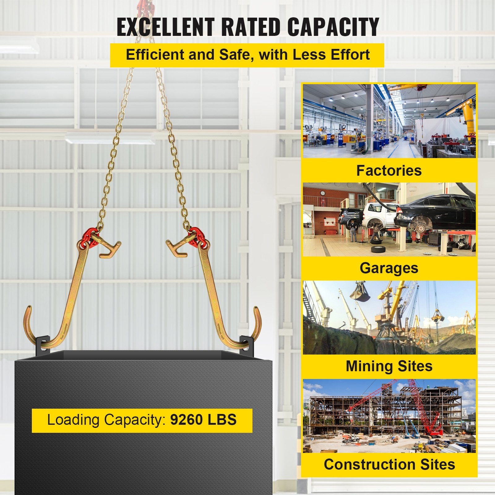 V Bridle Chain, 5/16 in x 2 ft Tow Chain Bridle, Grade 80 V-Bridle Transport Chain, 9260 Lbs Break Strength V952-SZGLTJ5162FT00001V0