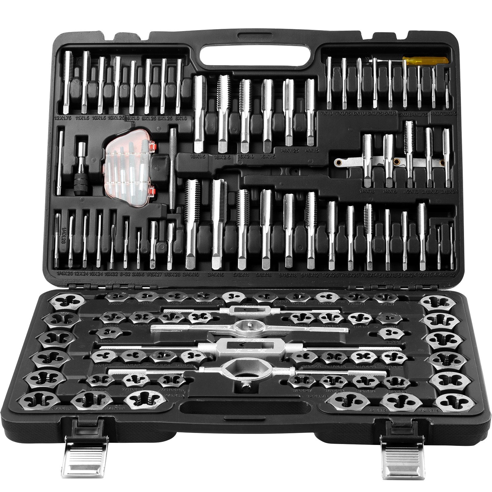 Tap and Die Set, 116-Piece Include Metric and SAE Size, Bearing Steel Taps and Dies, Essential Threading Tool V952-SZHMJZSZBY116ORORV0