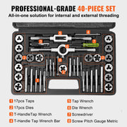 Tap and Die Set, 40-Piece Include Metric Size M3 to M12, Bearing Steel Taps and Dies, Essential Threading V952-SZHMJZSZBYG409WTAV0