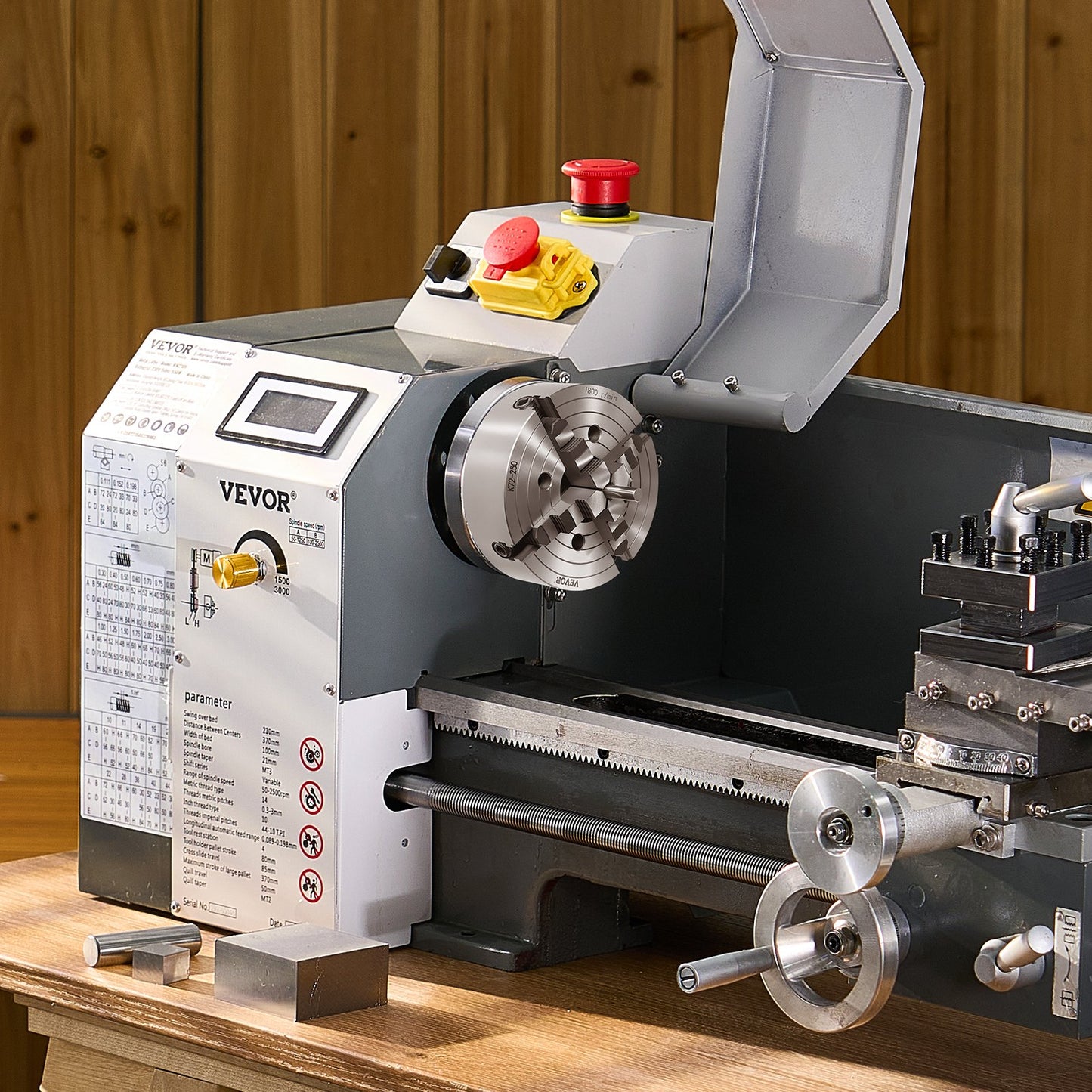 4-Jaw Lathe Chuck, 10 in (250 mm), Lathe Chuck, 0.6-9.84 in (15-250 mm) Clamping Range with T-key Fixing V952-SZKP10YC4GKZ7LKI4V0