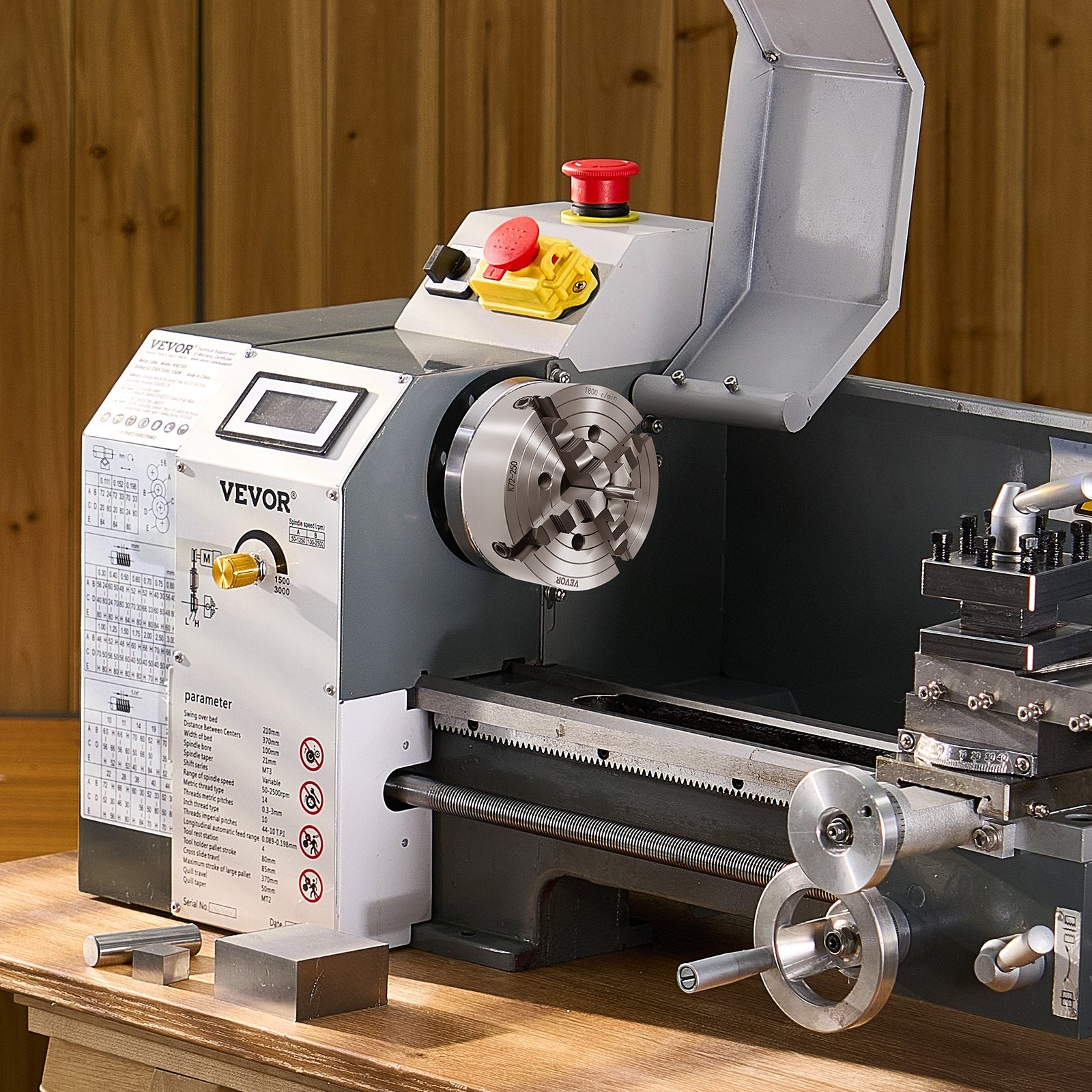 4-Jaw Lathe Chuck, 10 in (250 mm), Lathe Chuck, 0.6-9.84 in (15-250 mm) Clamping Range with T-key Fixing V952-SZKP10YC4GKZ7LKI4V0