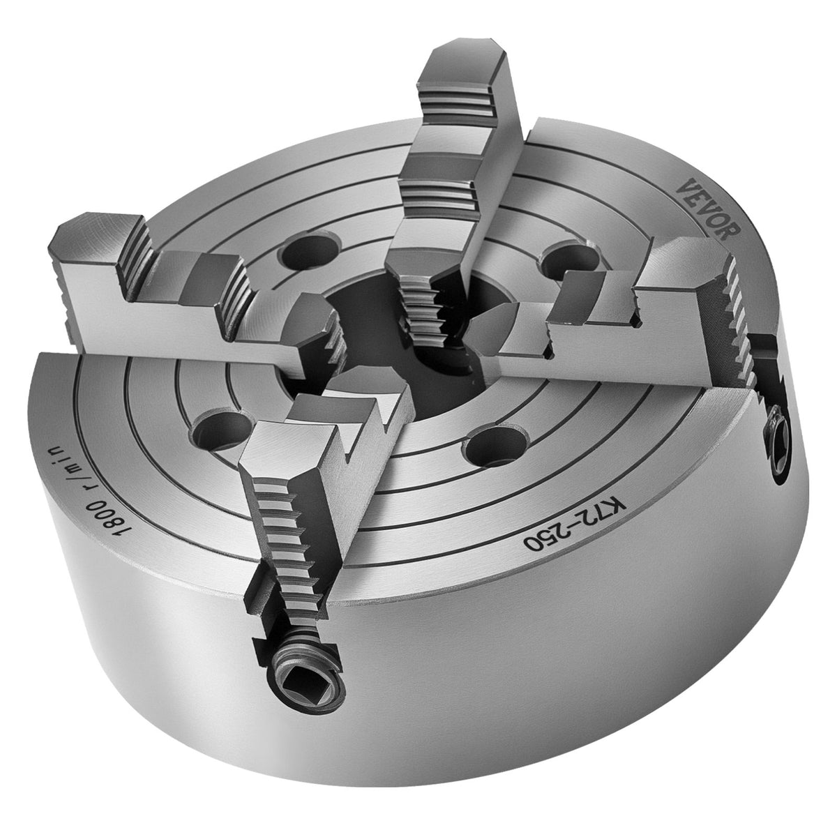 4-Jaw Lathe Chuck, 10 in (250 mm), Lathe Chuck, 0.6-9.84 in (15-250 mm) Clamping Range with T-key Fixing V952-SZKP10YC4GKZ7LKI4V0