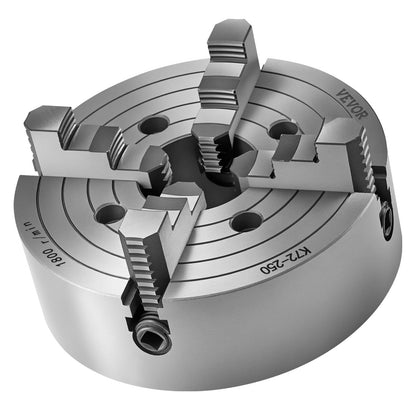 4-Jaw Lathe Chuck, 10 in (250 mm), Lathe Chuck, 0.6-9.84 in (15-250 mm) Clamping Range with T-key Fixing V952-SZKP10YC4GKZ7LKI4V0