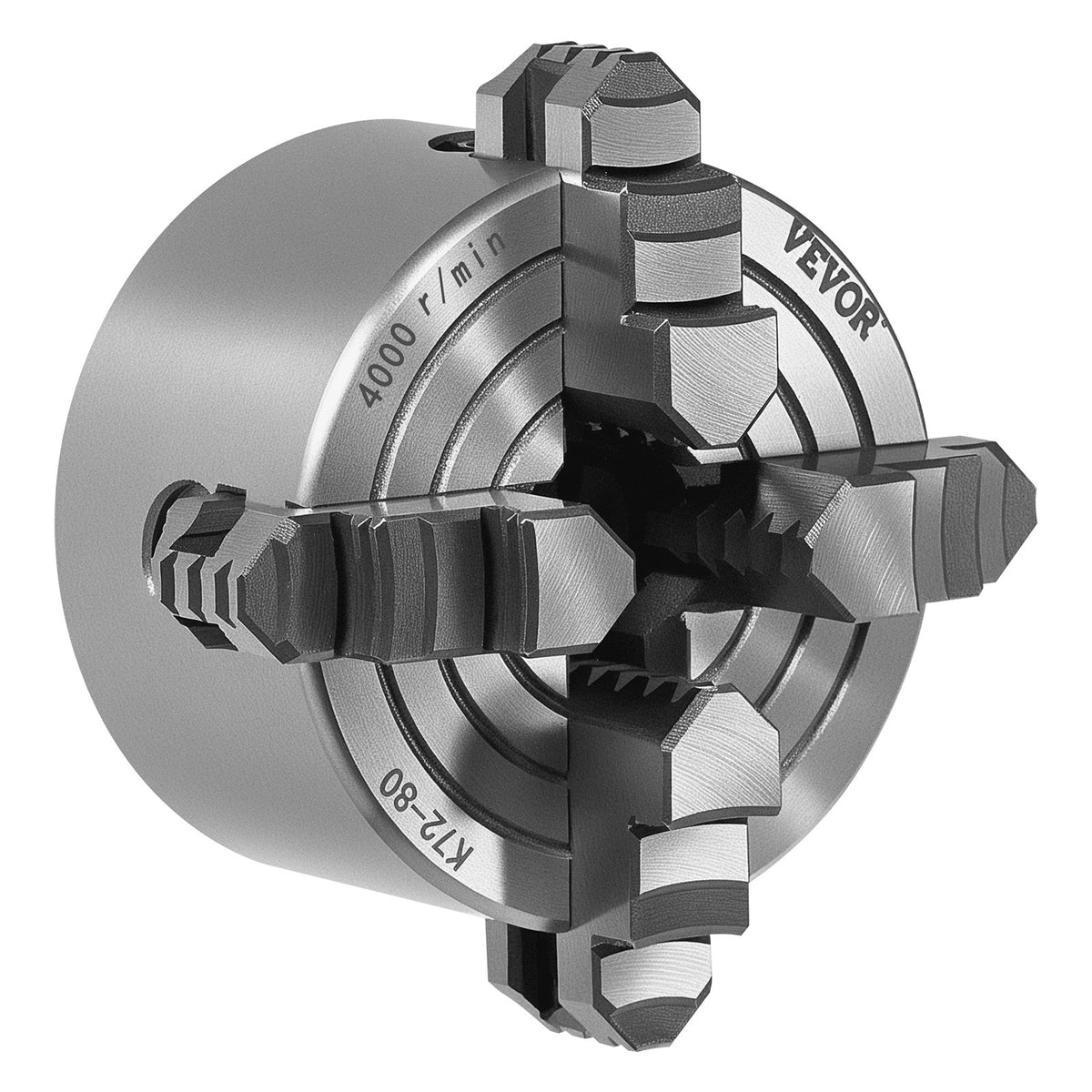 4-Jaw Lathe Chuck, 3 Inch (80 mm), 4-Jaw Chuck, 0.1-3.15 in (5-80 mm) Clamping Range with T-key Fixing Screws V952-SZKP3YC4GKZ0TVAS3V0