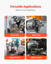 4-Jaw Lathe Chuck, 3 Inch (80 mm), 4-Jaw Chuck, 0.1-3.15 in (5-80 mm) Clamping Range with T-key Fixing Screws V952-SZKP3YC4GKZ0TVAS3V0
