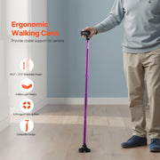 Walking Cane Folding Walking Stick 8-Level Height 4-Pronged Pivoting Base V952-SZKZD4JWXDZBSG8YLV0