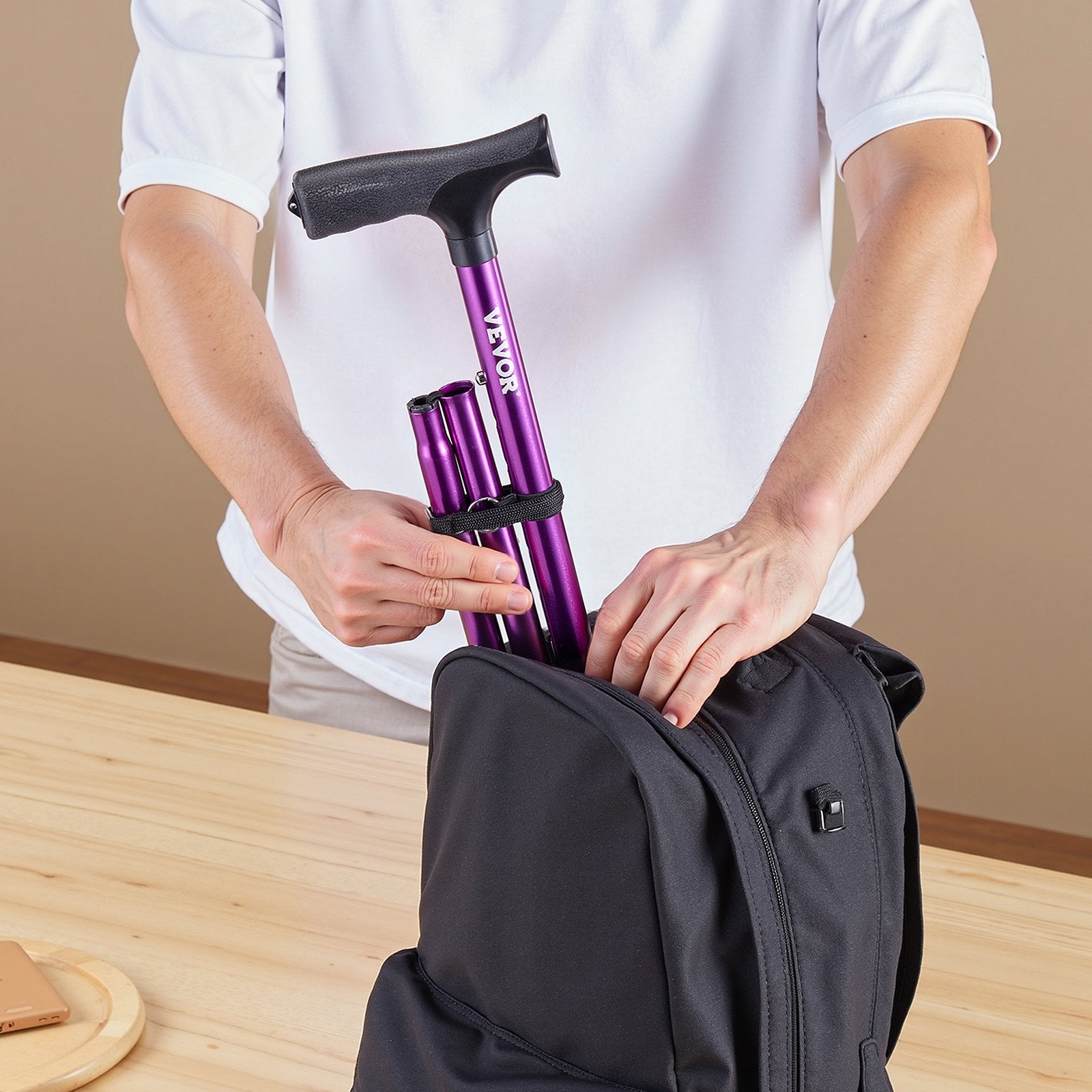 Walking Cane Folding Walking Stick 8-Level Height 4-Pronged Pivoting Base V952-SZKZD4JWXDZBSG8YLV0