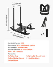Weight Sled, Steel Power Sled, Fitness Strength Training Sleds for Athletic Exercise Speed Improvement, V952-SZXQHSSYZTZD6BWW8002V0