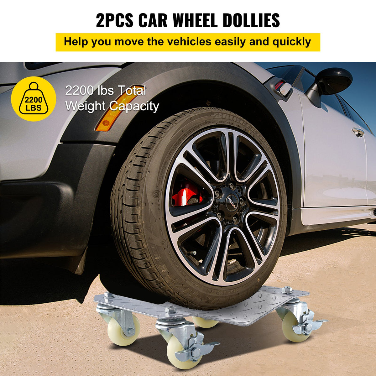 2 Pcs Tire Wheel Dollies 12"X16" Platform Size Wheel Car Dolly 3" Caster Wheel Dolly for Vehicle Car Auto V952-TAD3503LTYWQ00001V0