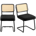Rattan Chairs, Set of 2, Mid Century Modern Dining Chair, Upholstered Velvet Accent Chair with Rattan Back, V952-TBYCYTERHS20VLE0IV0