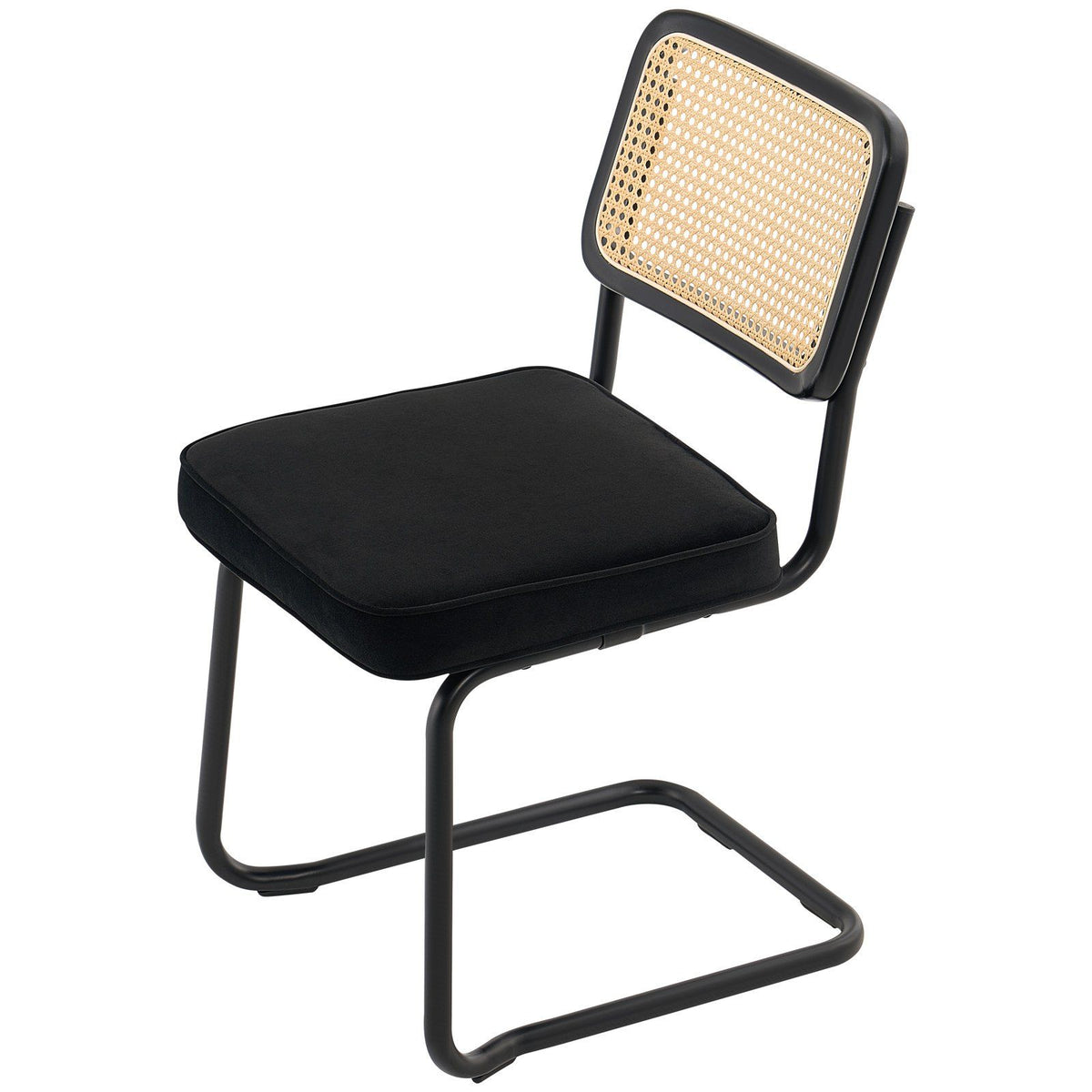 Rattan Chairs, Set of 2, Mid Century Modern Dining Chair, Upholstered Velvet Accent Chair with Rattan Back, V952-TBYCYTERHS20VLE0IV0