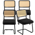 Rattan Chairs, Set of 4, Mid Century Modern Dining Chair, Upholstered Velvet Accent Chair with Rattan Back, V952-TBYCYTERHS40ZKRPTV0
