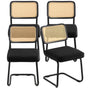 Rattan Chairs, Set of 4, Mid Century Modern Dining Chair, Upholstered Velvet Accent Chair with Rattan Back, V952-TBYCYTERHS40ZKRPTV0