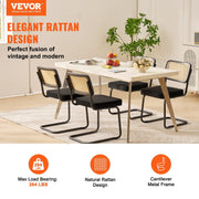 Rattan Chairs, Set of 4, Mid Century Modern Dining Chair, Upholstered Velvet Accent Chair with Rattan Back, V952-TBYCYTERHS40ZKRPTV0