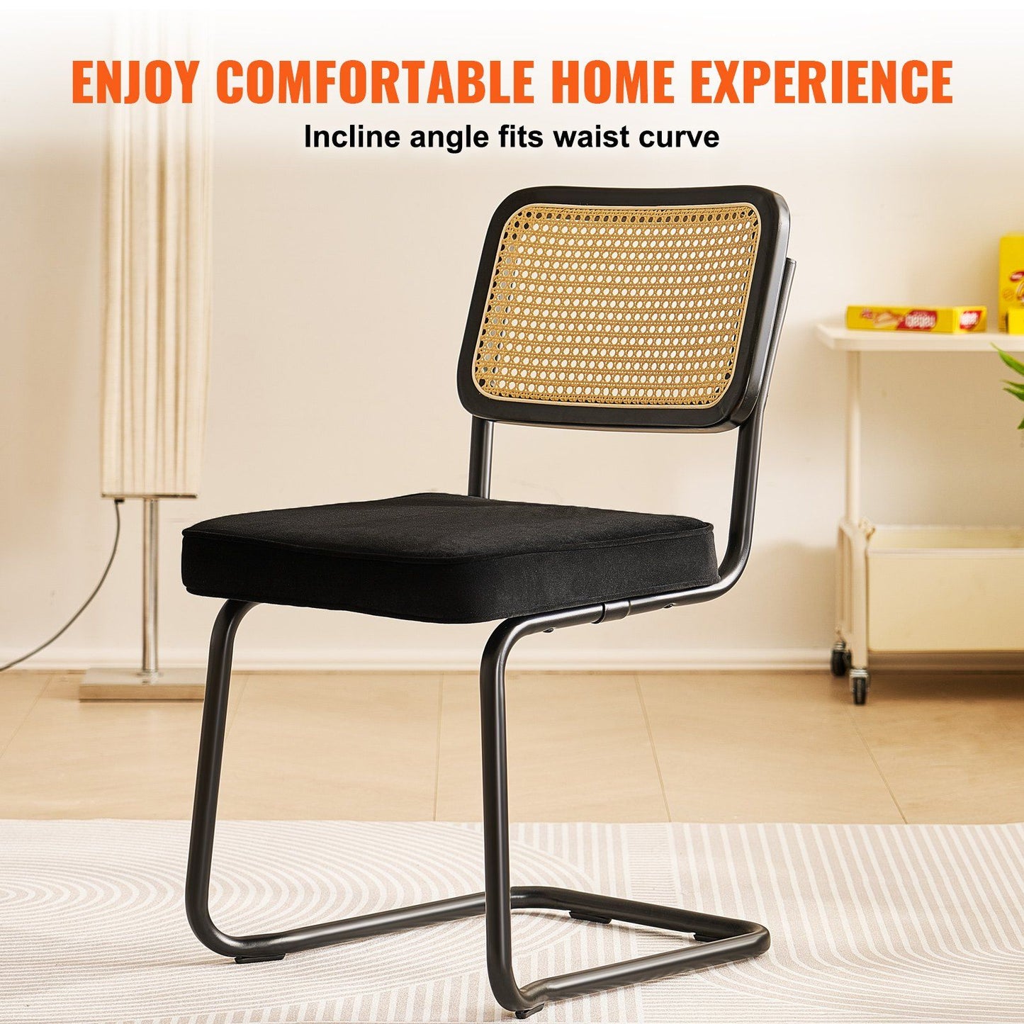 Rattan Chairs, Set of 4, Mid Century Modern Dining Chair, Upholstered Velvet Accent Chair with Rattan Back, V952-TBYCYTERHS40ZKRPTV0