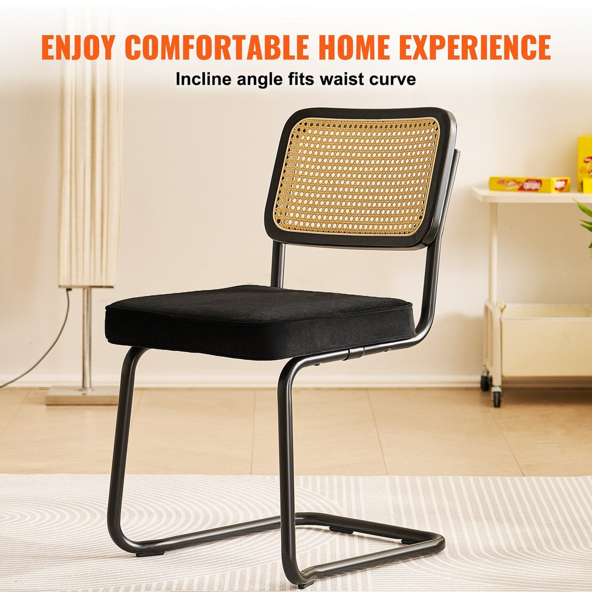 Rattan Chairs, Set of 4, Mid Century Modern Dining Chair, Upholstered Velvet Accent Chair with Rattan Back, V952-TBYCYTERHS40ZKRPTV0