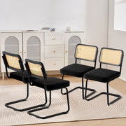 Rattan Chairs, Set of 4, Mid Century Modern Dining Chair, Upholstered Velvet Accent Chair with Rattan Back, V952-TBYCYTERHS40ZKRPTV0