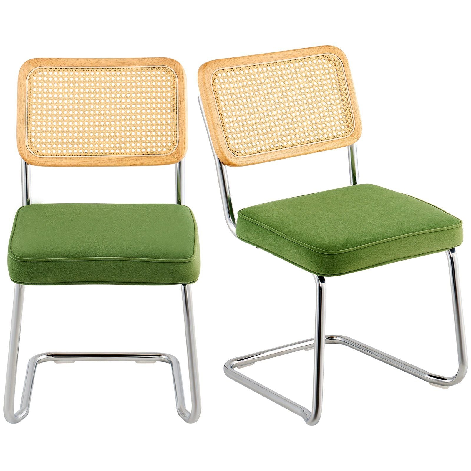 Rattan Chairs, Set of 2, Mid Century Modern Dining Chair, Upholstered Velvet Accent Chair with Rattan Back, V952-TBYCYTERLS206AHX9V0