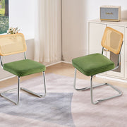 Rattan Chairs, Set of 2, Mid Century Modern Dining Chair, Upholstered Velvet Accent Chair with Rattan Back, V952-TBYCYTERLS206AHX9V0