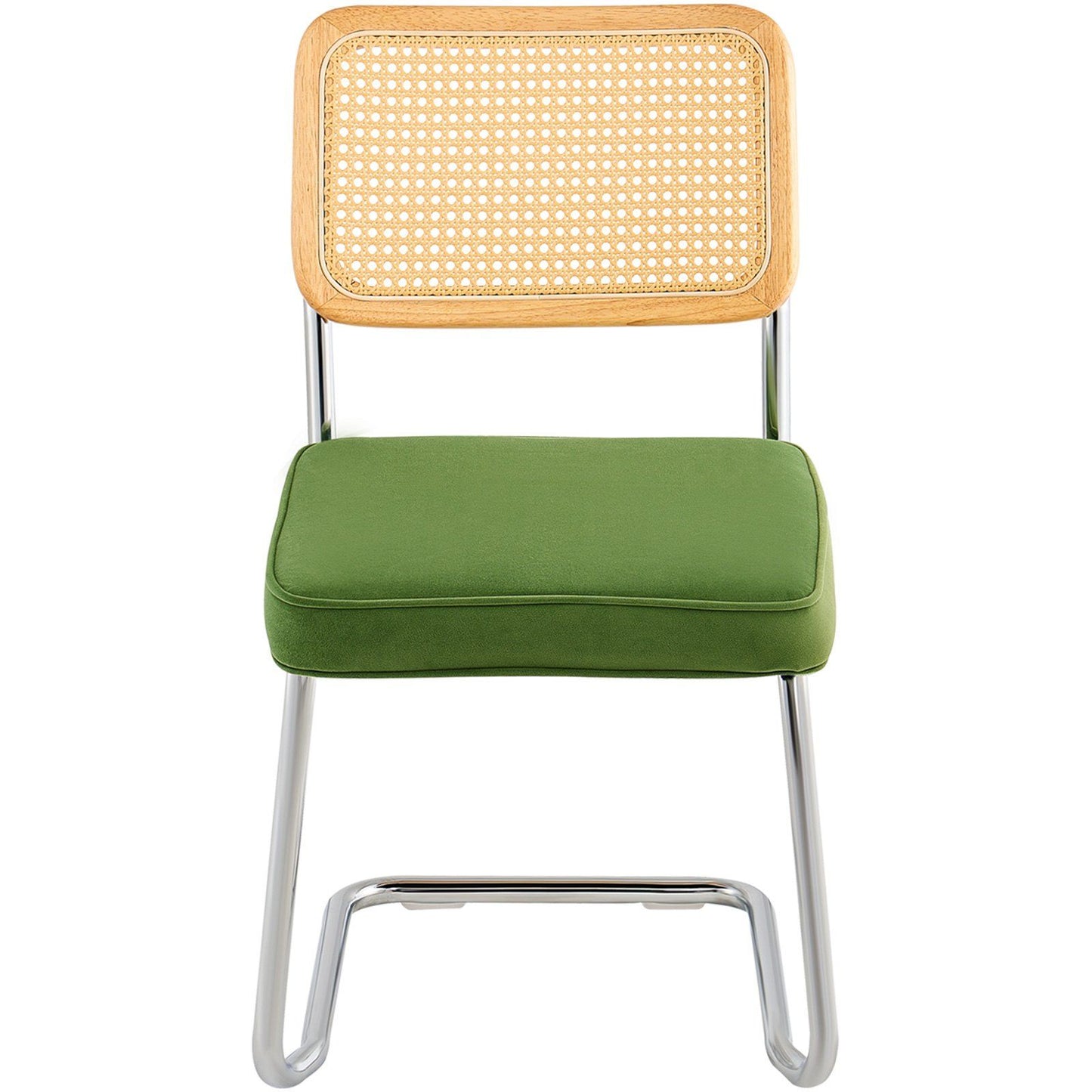 Rattan Chairs, Set of 2, Mid Century Modern Dining Chair, Upholstered Velvet Accent Chair with Rattan Back, V952-TBYCYTERLS206AHX9V0