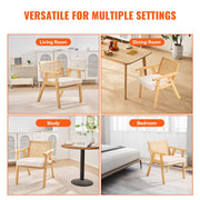 Rattan Chair, Mid Century Modern Dining Chair with Armrest, Upholstered Chair with Rattan Back, Retro Rattan V952-TBYYMS4KTYBYP9GE1V0