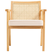 Rattan Chair, Mid Century Modern Dining Chair with Armrest, Upholstered Chair with Rattan Back, Retro Rattan V952-TBYYMS4KTYBYP9GE1V0