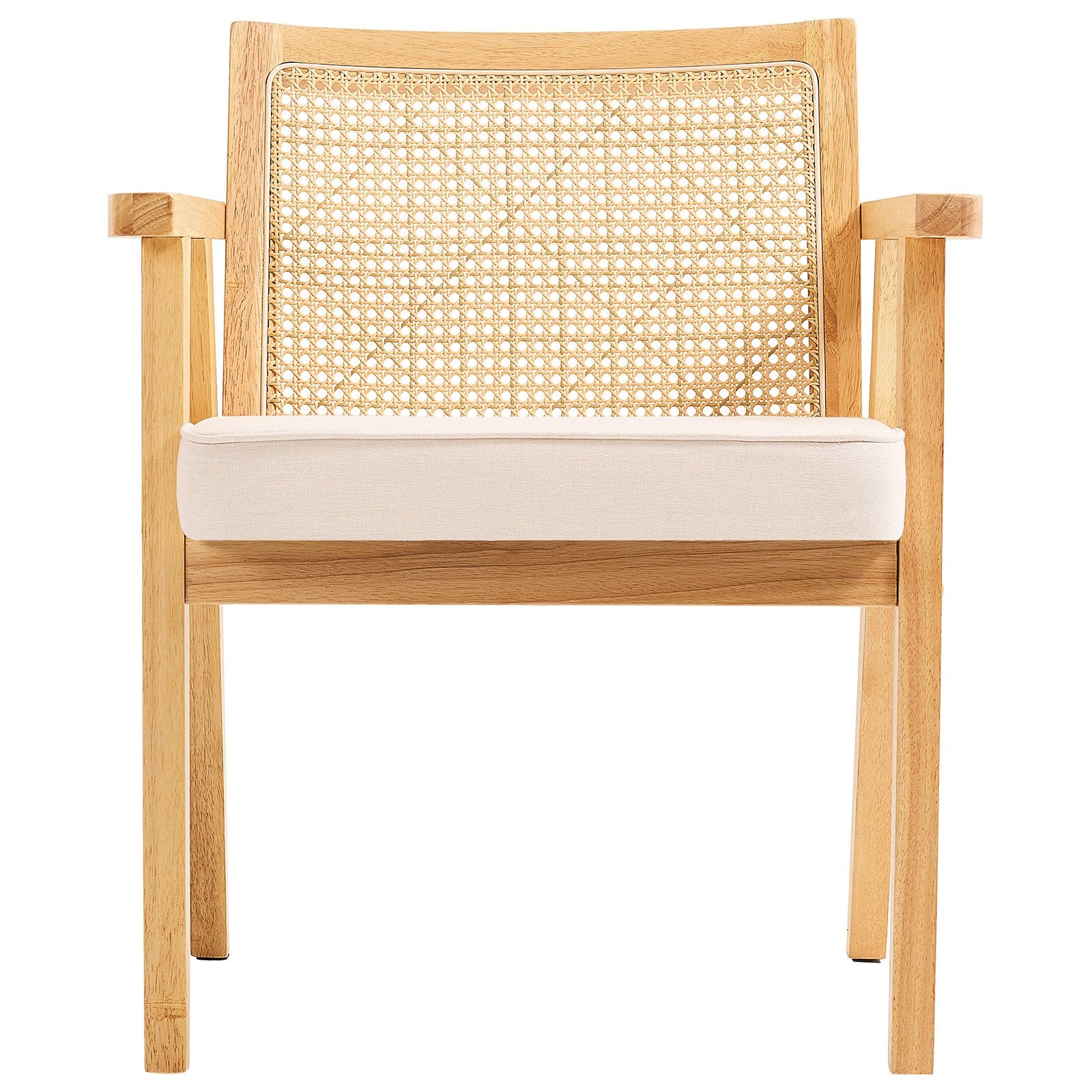 Rattan Chair, Mid Century Modern Dining Chair with Armrest, Upholstered Chair with Rattan Back, Retro Rattan V952-TBYYMS4KTYBYP9GE1V0
