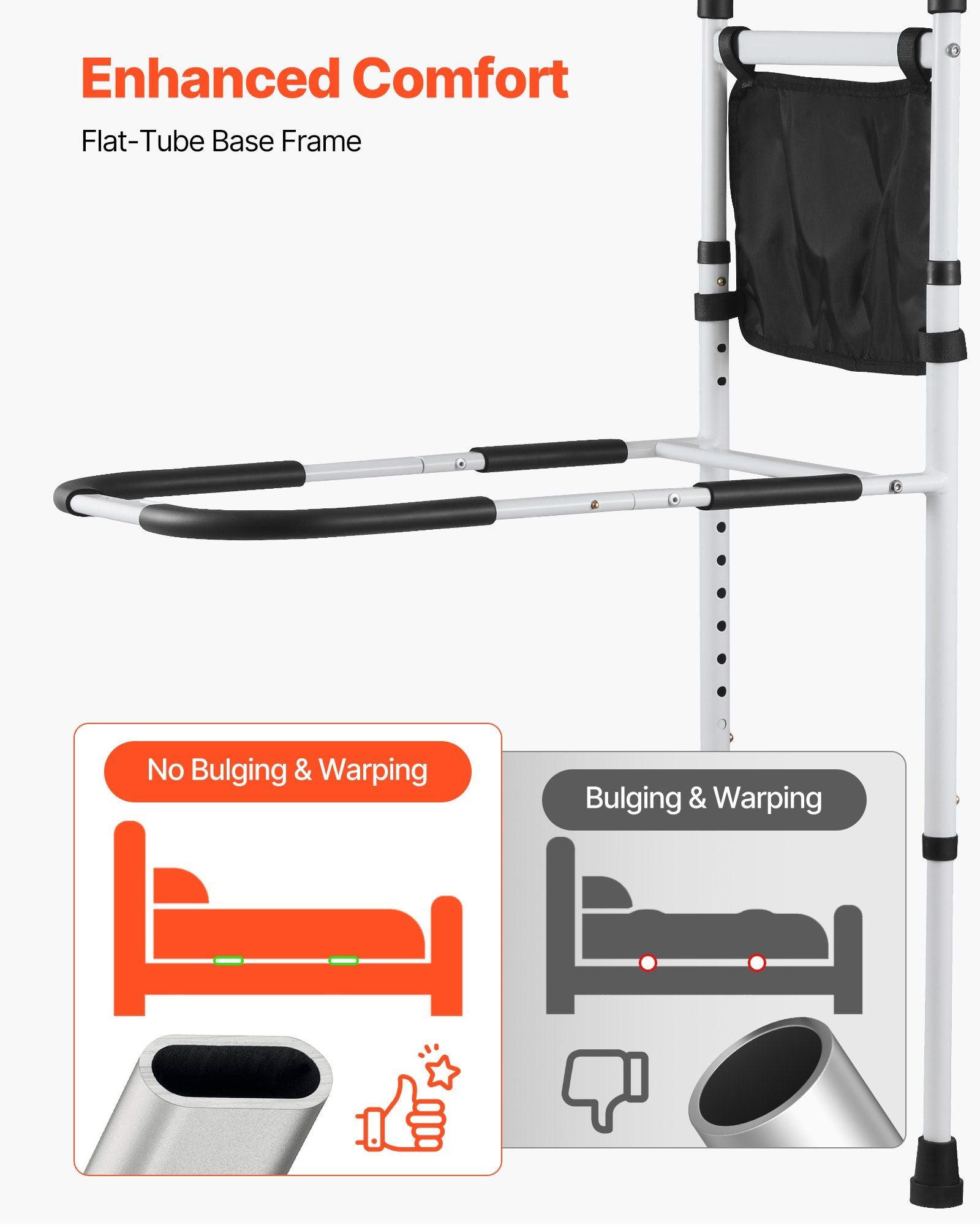 Bed Rail for Elderly, Bedside Assist Rails with Supporting Leg and PU Handrail, Adjustable Height Carbon V952-TBZCCBSTBZCBPSMCX001V0