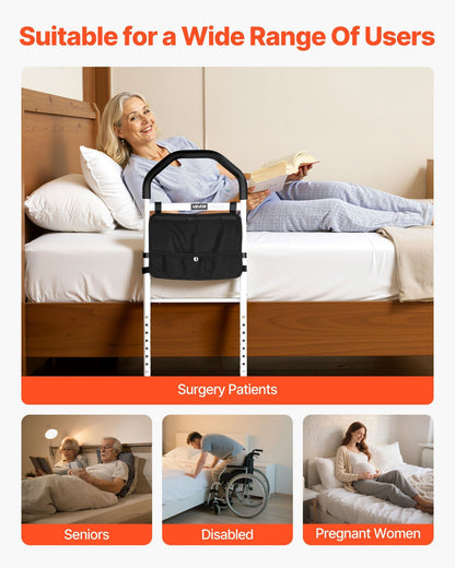 Bed Rail for Elderly, Bedside Assist Rails with Supporting Leg and PU Handrail, Adjustable Height Carbon V952-TBZCCBSTBZCBPSMCX001V0