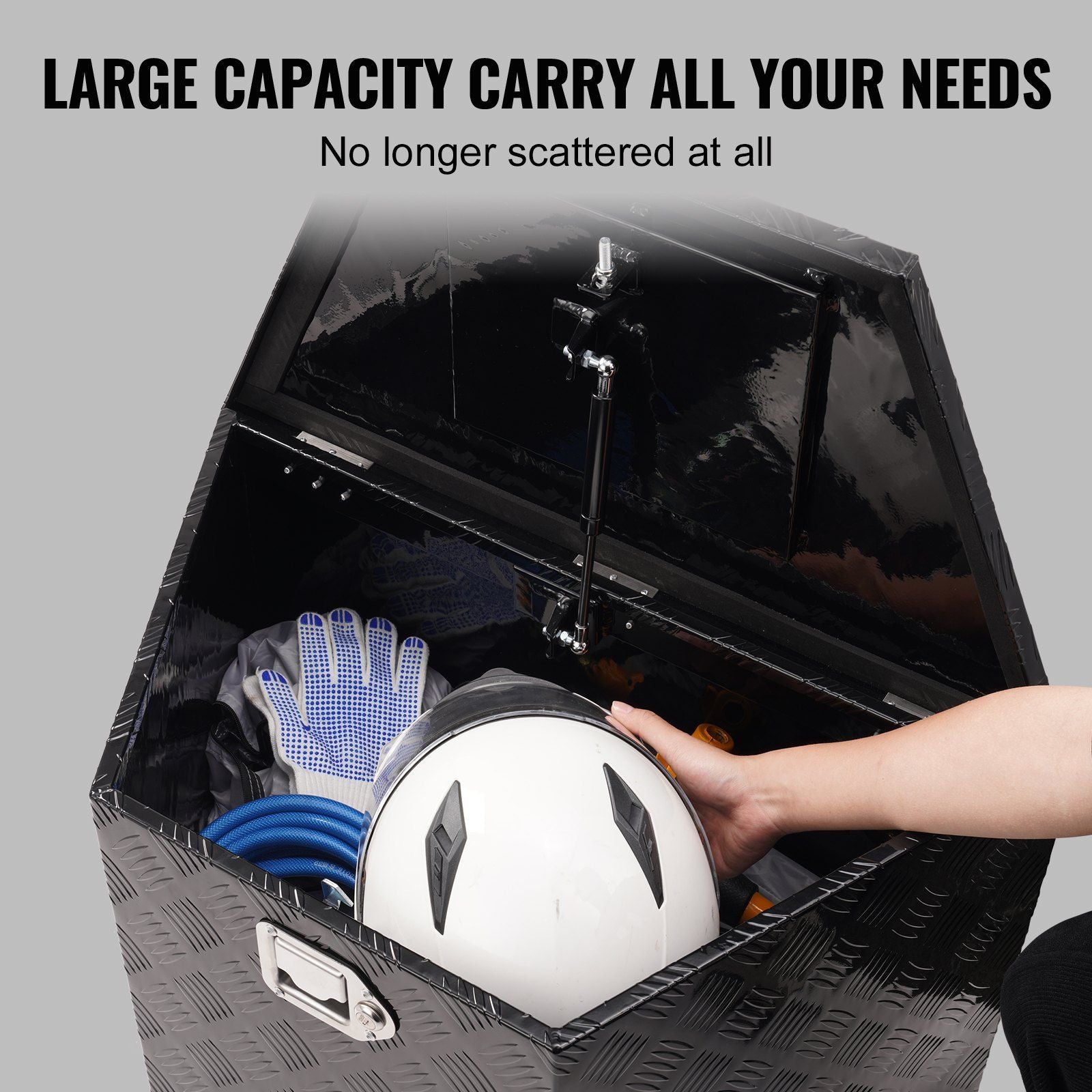 Trailer Tongue Box, Aluminum Alloy Diamond Plate Tongue Box Tool Chest, Heavy Duty Trailer Box Storage with V952-TC3916512INCHDMIJV0