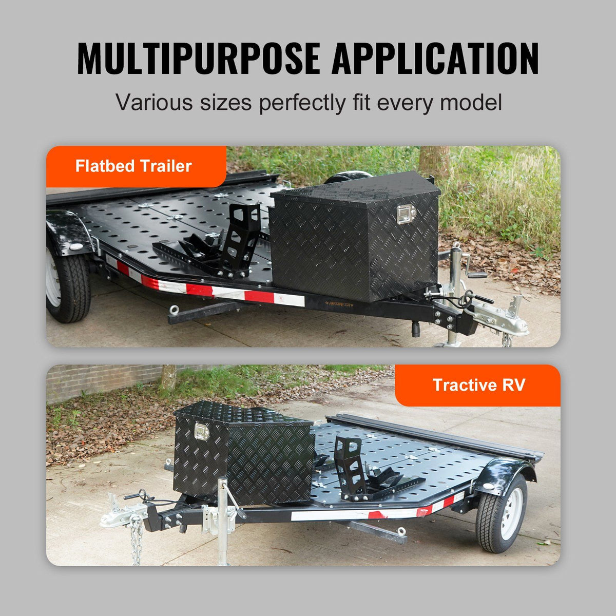 Trailer Tongue Box, Aluminum Alloy Diamond Plate Tongue Box Tool Chest, Heavy Duty Trailer Box Storage with V952-TC3916512INCHDMIJV0