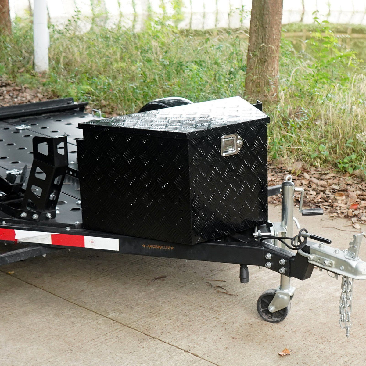 Trailer Tongue Box, Aluminum Alloy Diamond Plate Tongue Box Tool Chest, Heavy Duty Trailer Box Storage with V952-TC3916512INCHDMIJV0