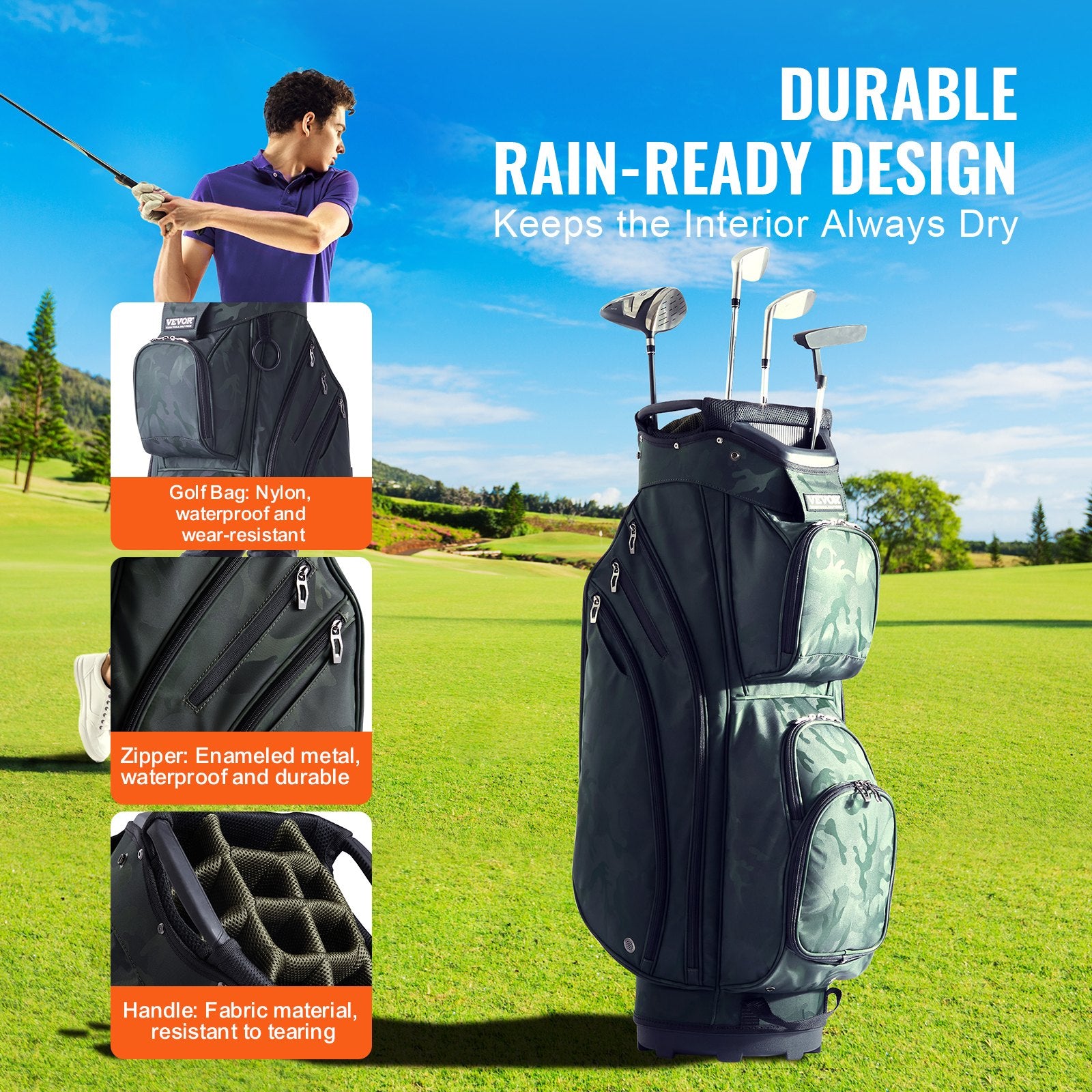Golf Cart Bag with 14 Way Organizer Divider Top, 36" 11 Pockets Premium Nylon Cart Bag, Durable Golf Bags V952-TCB35YC10GJLC4OLOV0