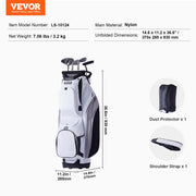 Golf Cart Bag with 14 Way Organizer Divider Top, 36" 13 Pockets Premium Nylon Cart Bag, Durable Golf Bags V952-TCB36YC10GBSVUEK1V0