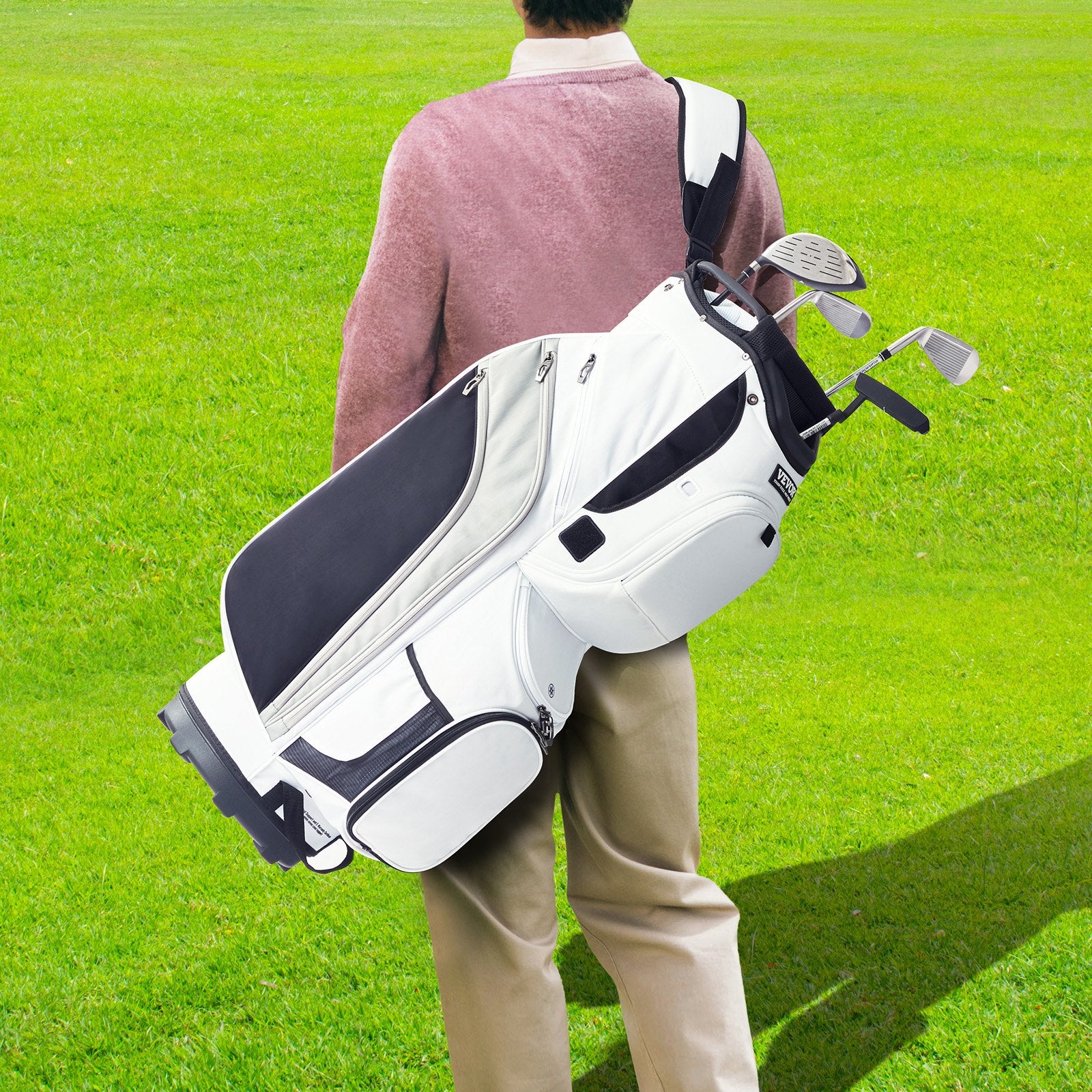 Golf Cart Bag with 14 Way Organizer Divider Top, 36" 13 Pockets Premium Nylon Cart Bag, Durable Golf Bags V952-TCB36YC10GBSVUEK1V0
