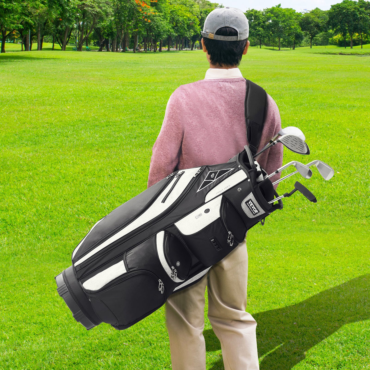Golf Cart Bag with 14 Way Organizer Divider Top, 13 Pockets Premium Cart Bag, Durable 600D Polyester Fabric V952-TCB36YC14GHS7ACZHV0