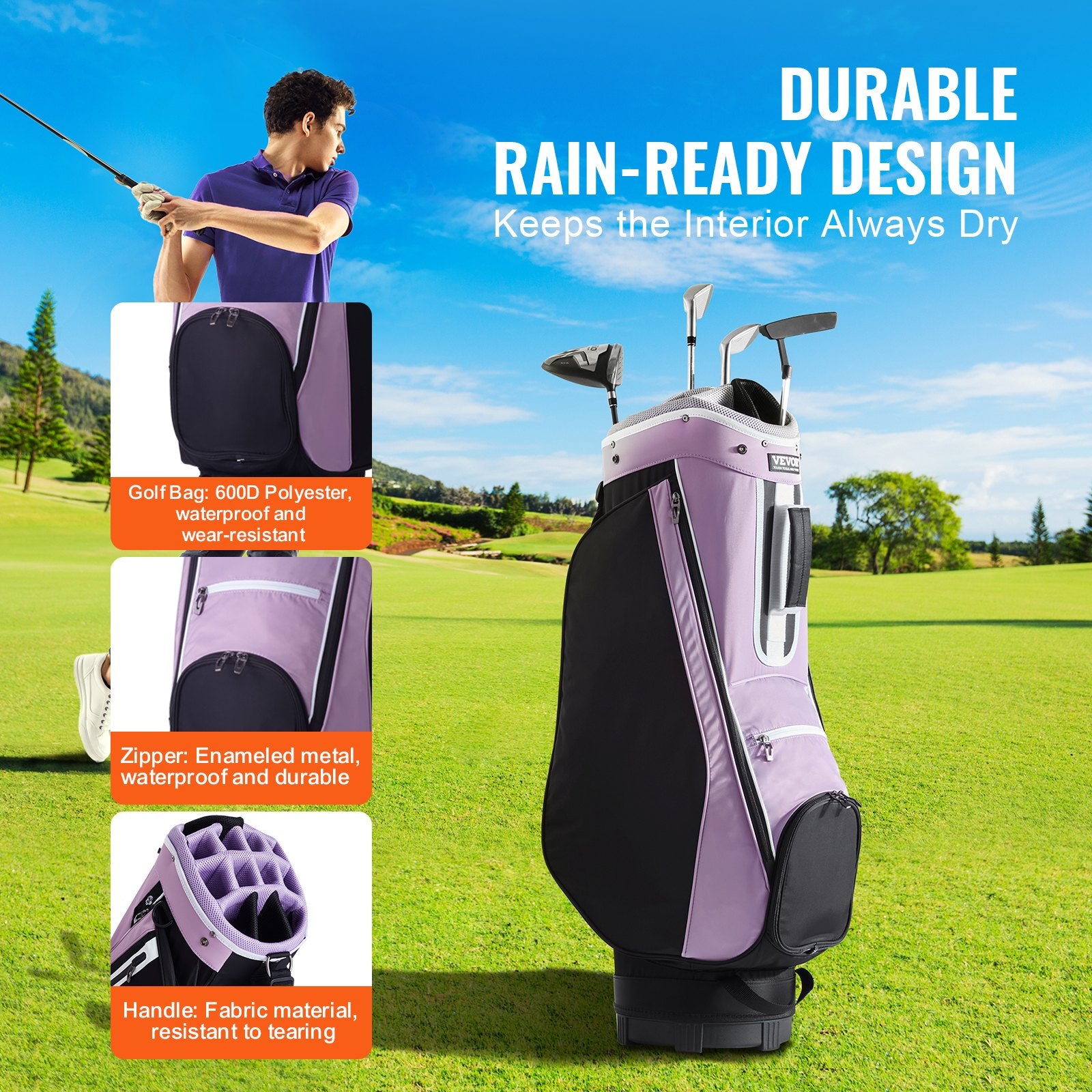 Golf Cart Bag with 14 Way Organizer Divider Top, 36" Multiple Pockets Premium Cart Bag, Durable Golf Bags V952-TCB36YC5GHSZSTFCWV0