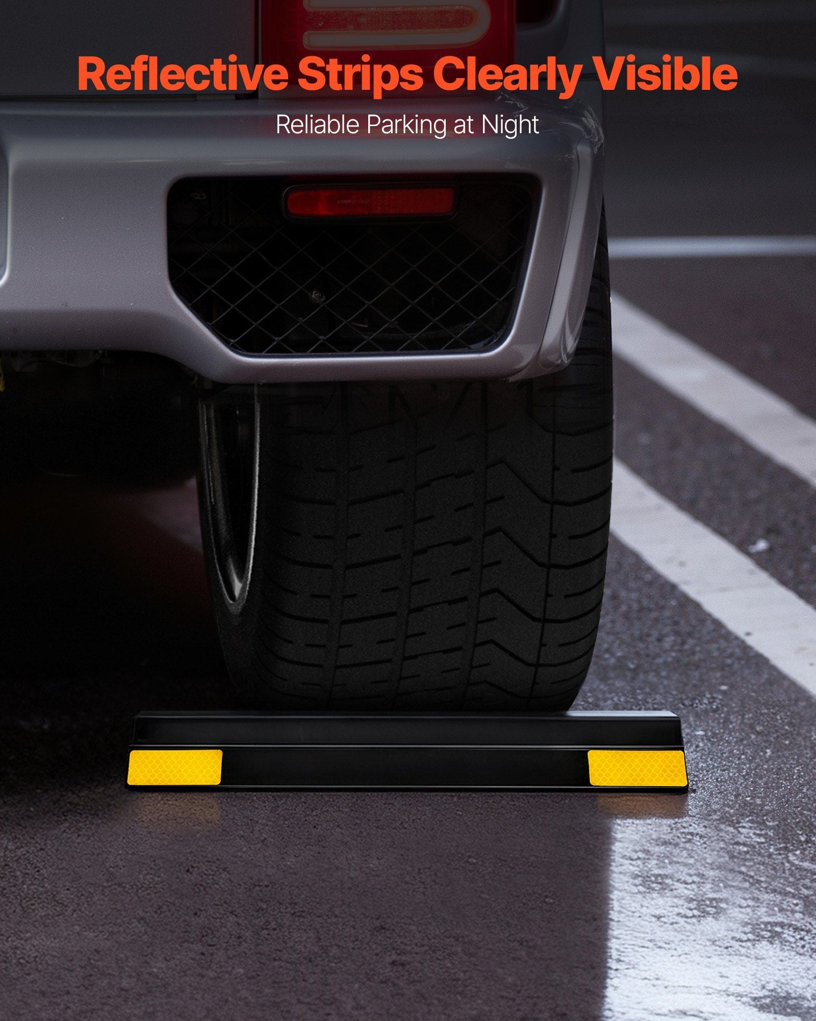 Parking Stopper, 406 mm 2 Pcs Heavy Duty Parking Aid for Garage, PP Curb Garage Floor Stopper with Reflective V952-TCDK163718INW4I4C001V0