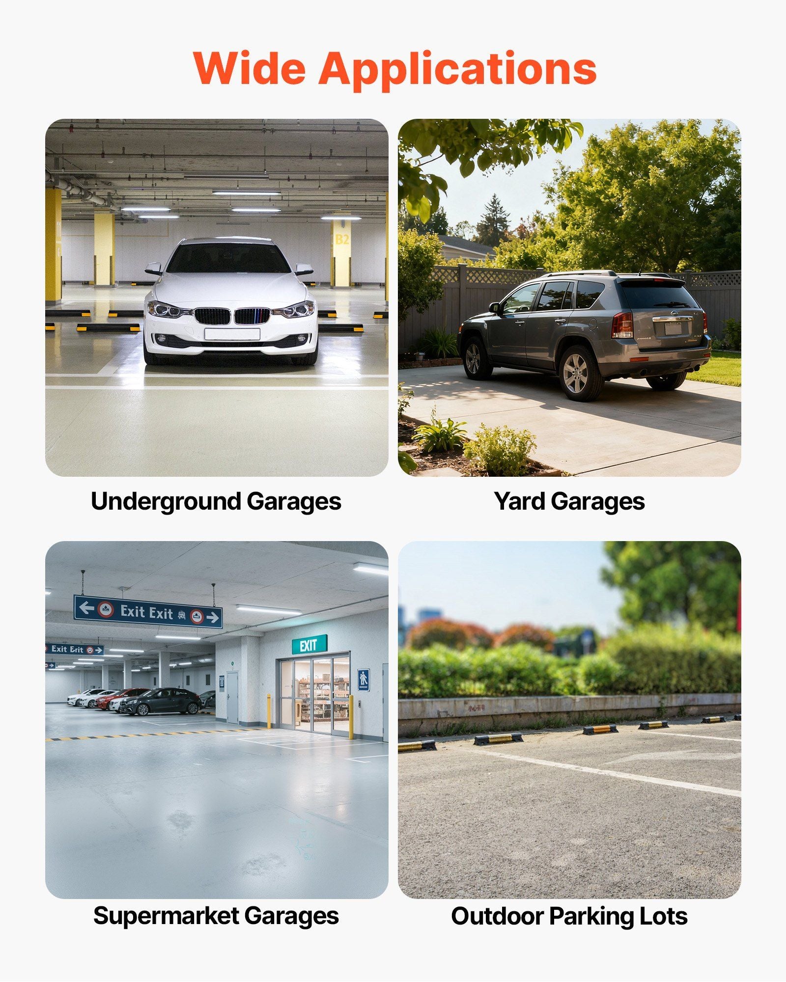 Parking Stopper, 406 mm 2 Pcs Heavy Duty Parking Aid for Garage, PP Curb Garage Floor Stopper with Reflective V952-TCDK163718INW4I4C001V0