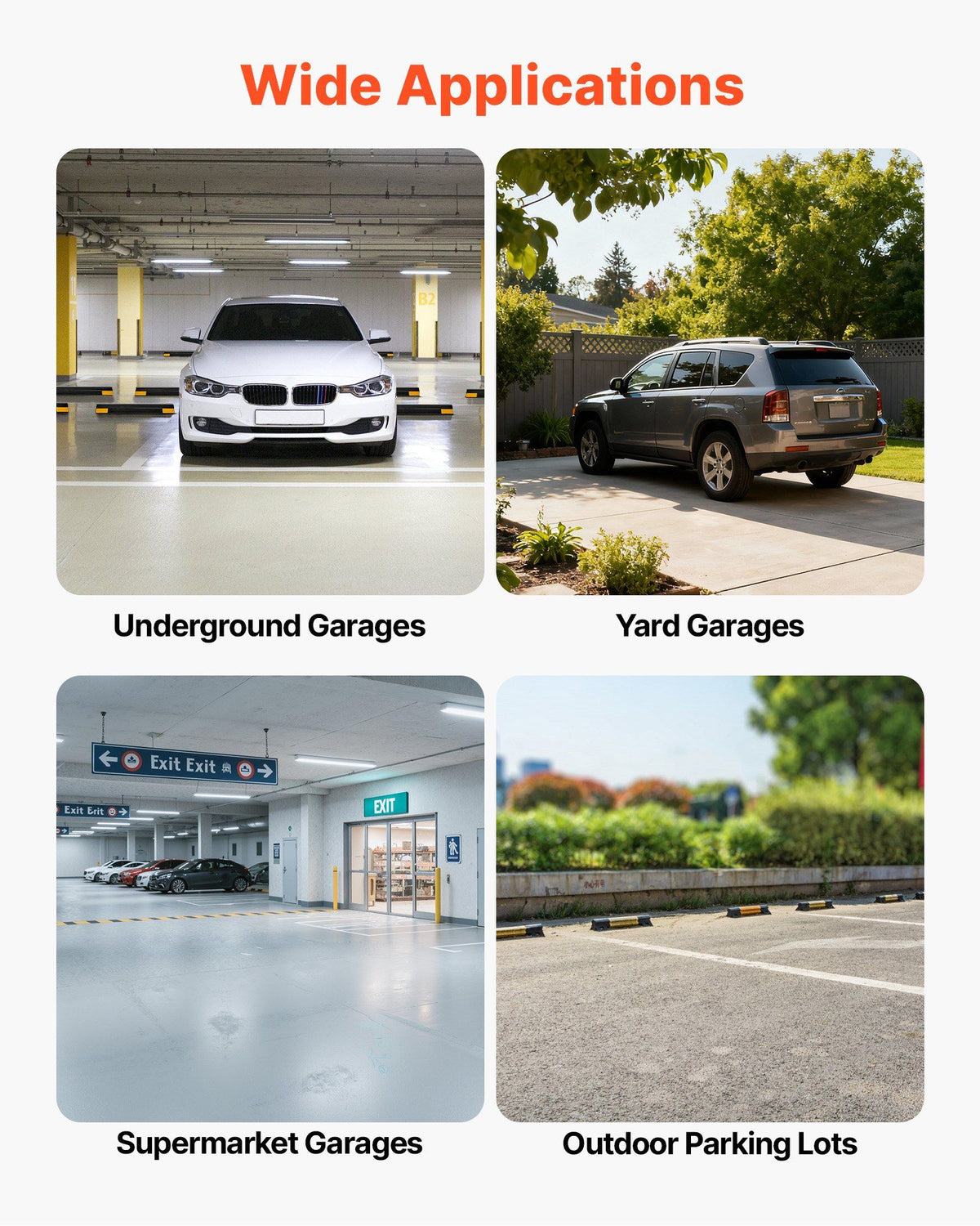 Parking Stopper, 406 mm 2 Pcs Heavy Duty Parking Aid for Garage, PP Curb Garage Floor Stopper with Reflective V952-TCDK163718INW4I4C001V0