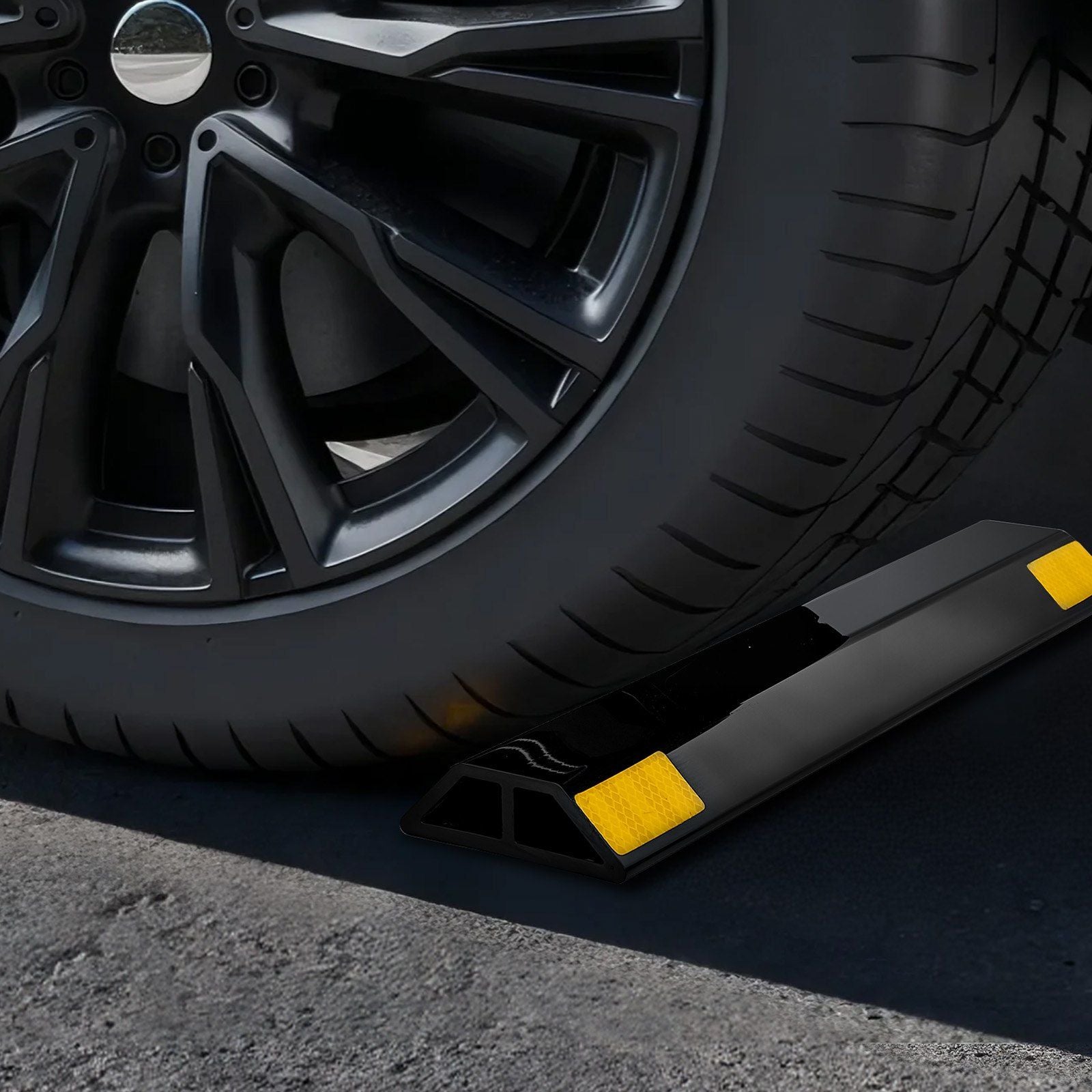 Parking Stopper, 446 mm 2 Pcs Heavy Duty Parking Aid for Garage, PP Curb Garage Floor Stopper with Reflective V952-TCDK1835125I3ODB9001V0