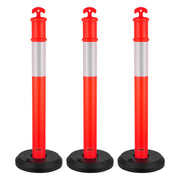 3 Pack Traffic Delineator Posts, 1140 mm Traffic Safety Cones with Fillable Base and Reflective Strips, Heavy V952-TCDZJTJSZHS40JI4U001V0